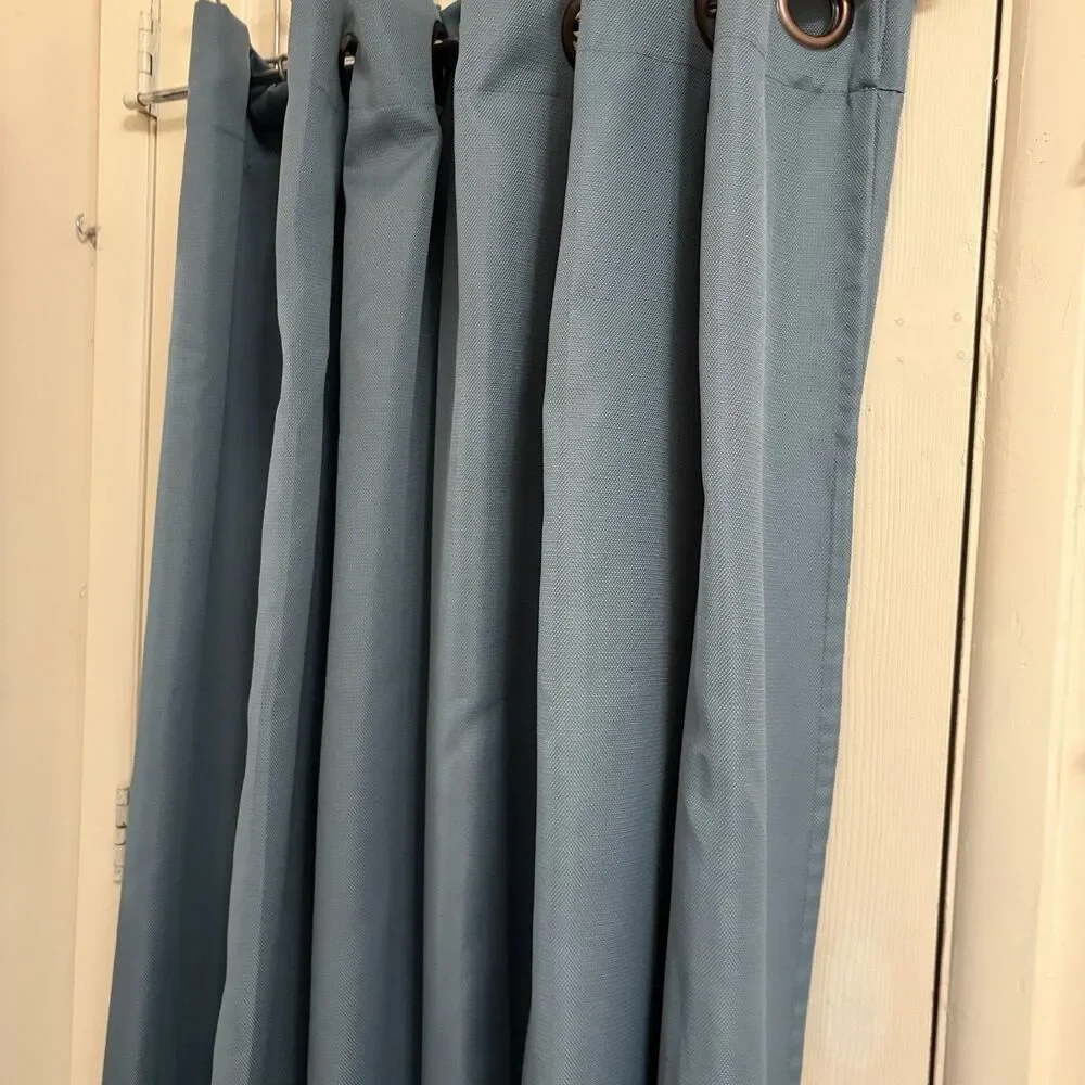 Set of 2 Teal Curtains Grommets Teal Blue-Green 48” x 84”